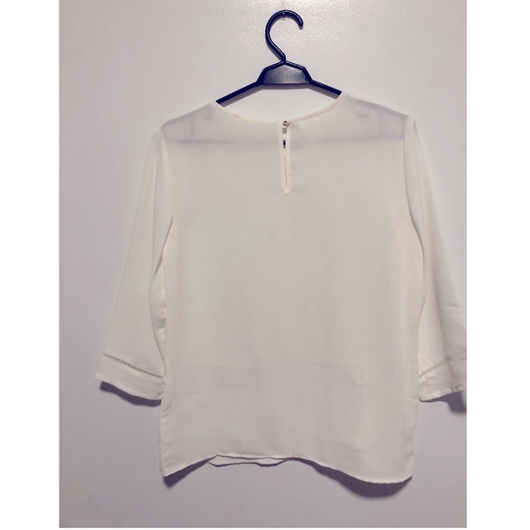 Boheme 3/4 sleeves White Mesh Blouse - Picture 4 of 6